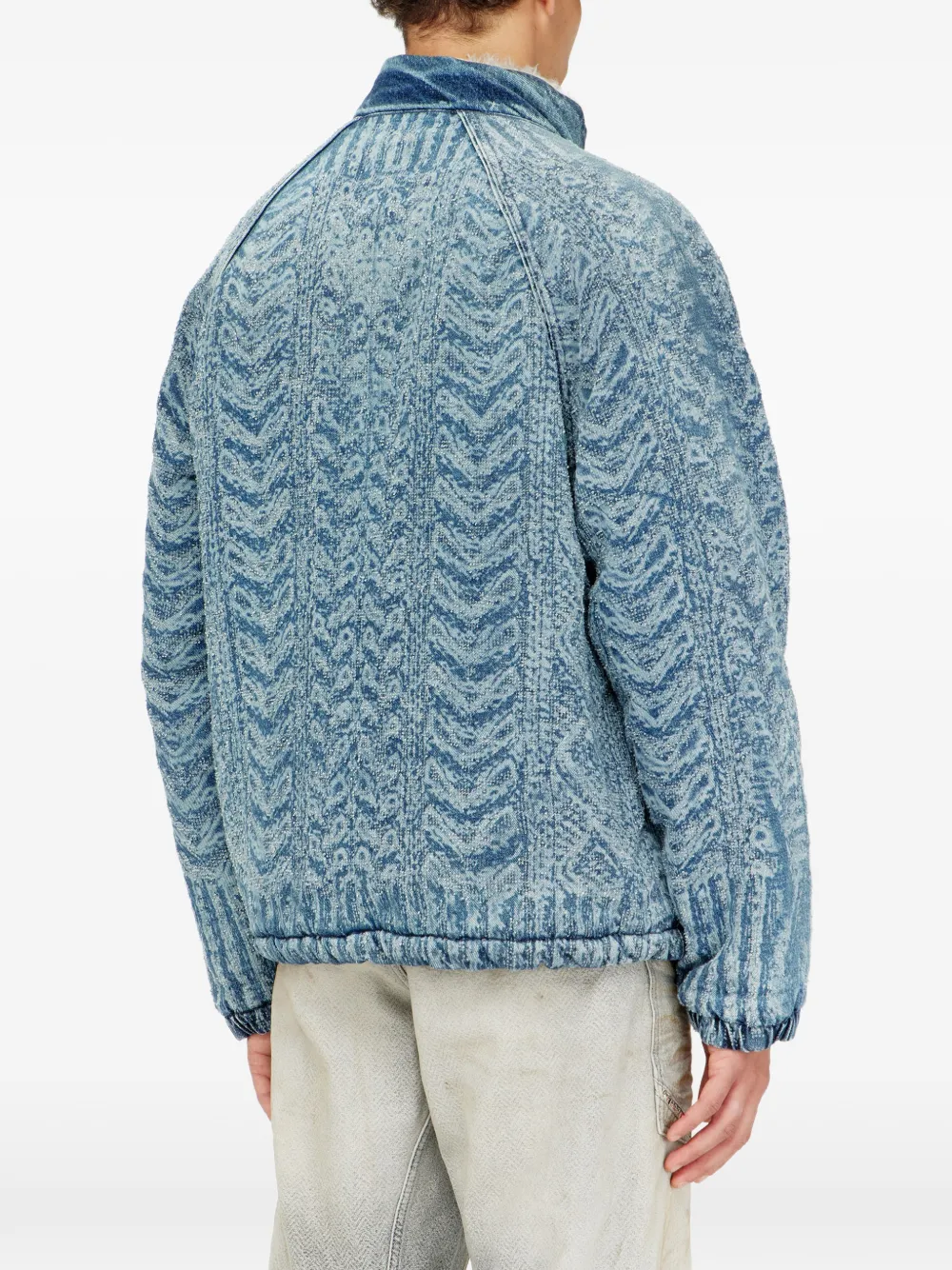 Diesel Denim jack met kabelgebreid effect Blauw