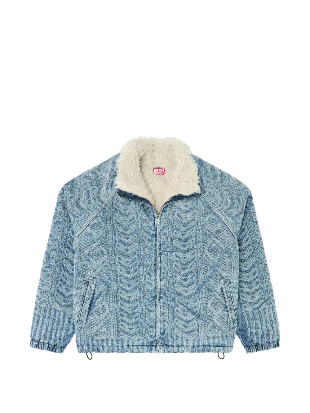 Diesel jacket in cable-knit-effect denim - Blu