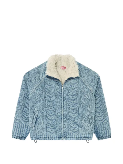 Diesel jacket in cable-knit-effect denim
