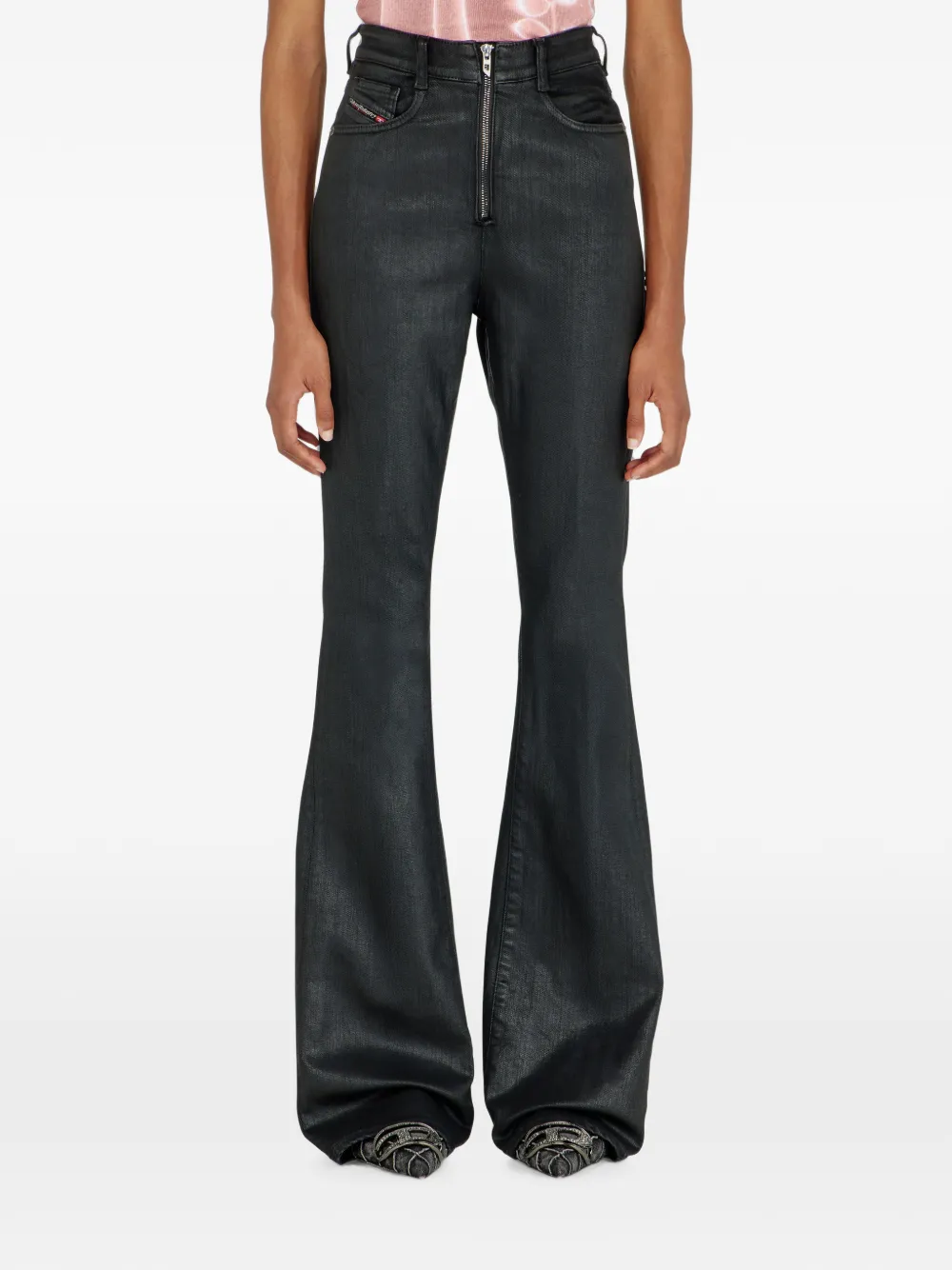 Diesel High-waist bootcut jeans 1973 D-Partt sneakers Zwart