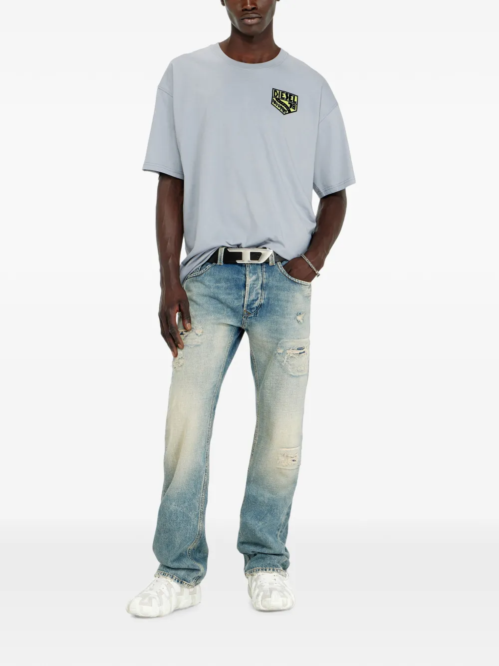 Diesel T-shirt met Industry borstprint Grijs
