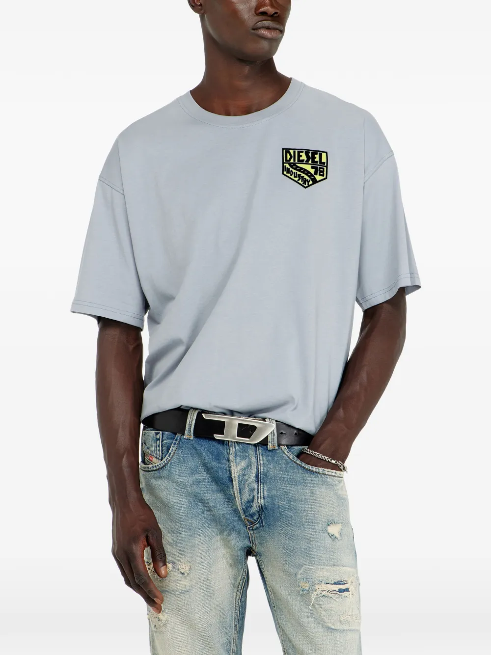 Diesel T-shirt met Industry borstprint Grijs