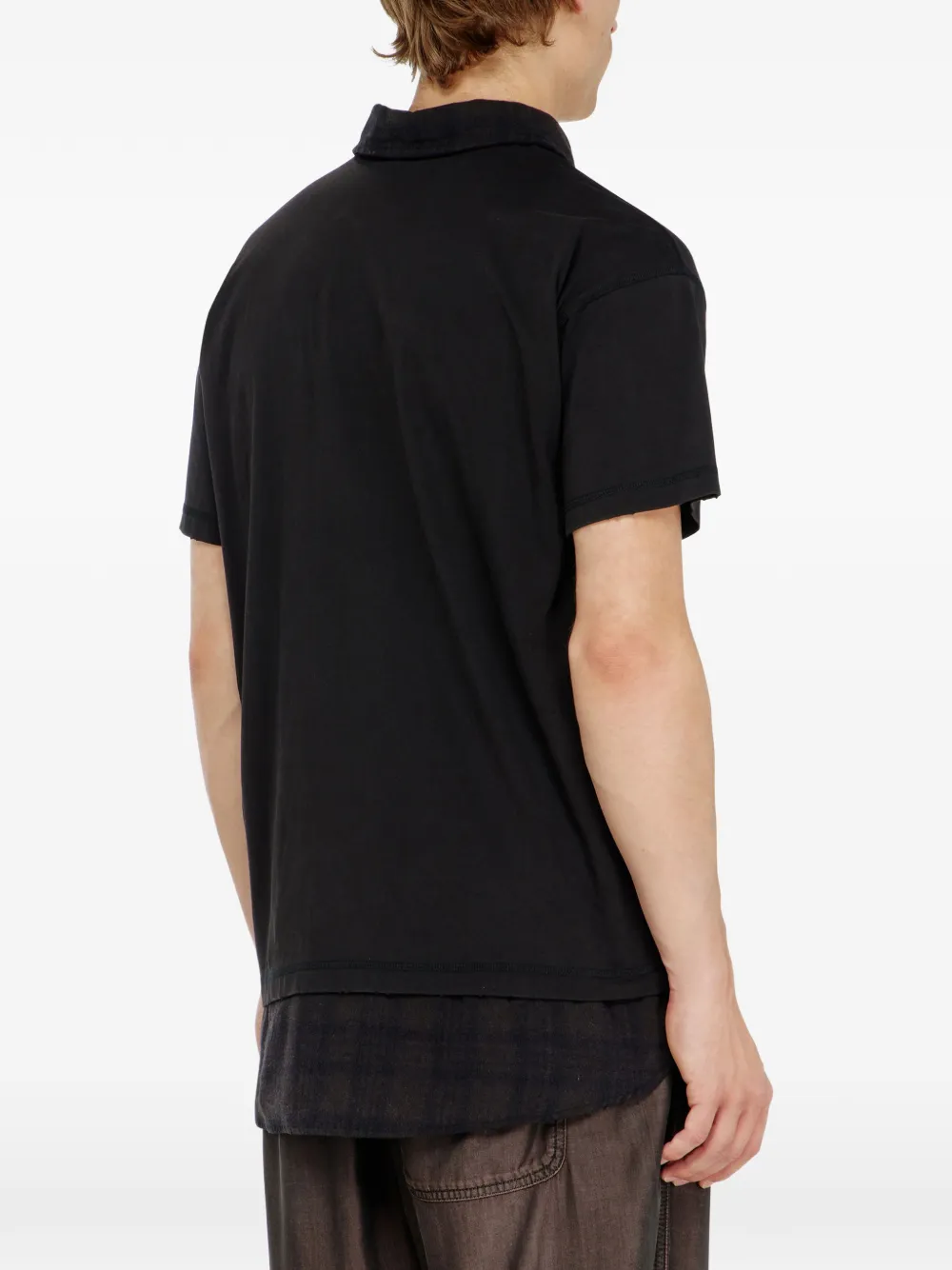 Diesel Jersey poloshirt met geruite flanellen afwerkingen Zwart