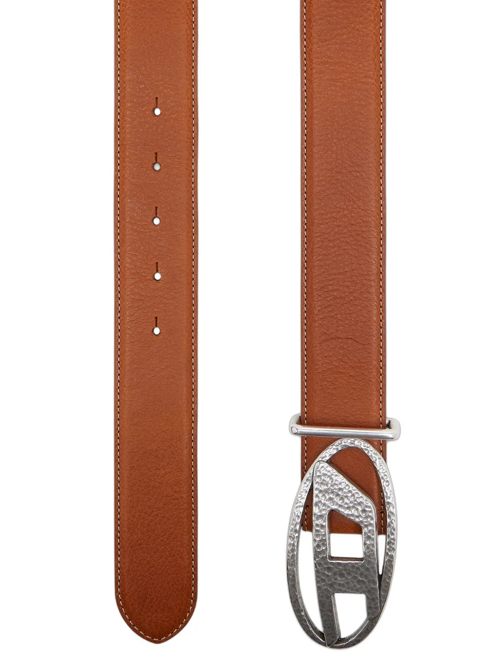 Diesel Leren riem met Oval D-gesp Beige
