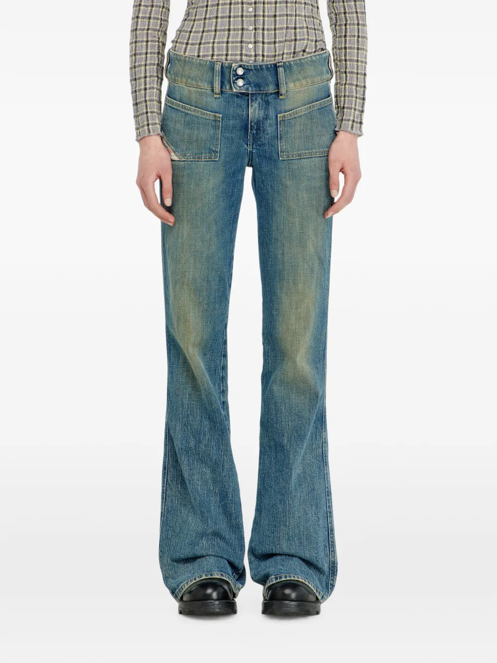 Diesel D-hush low-waist bootcut jeans Blauw