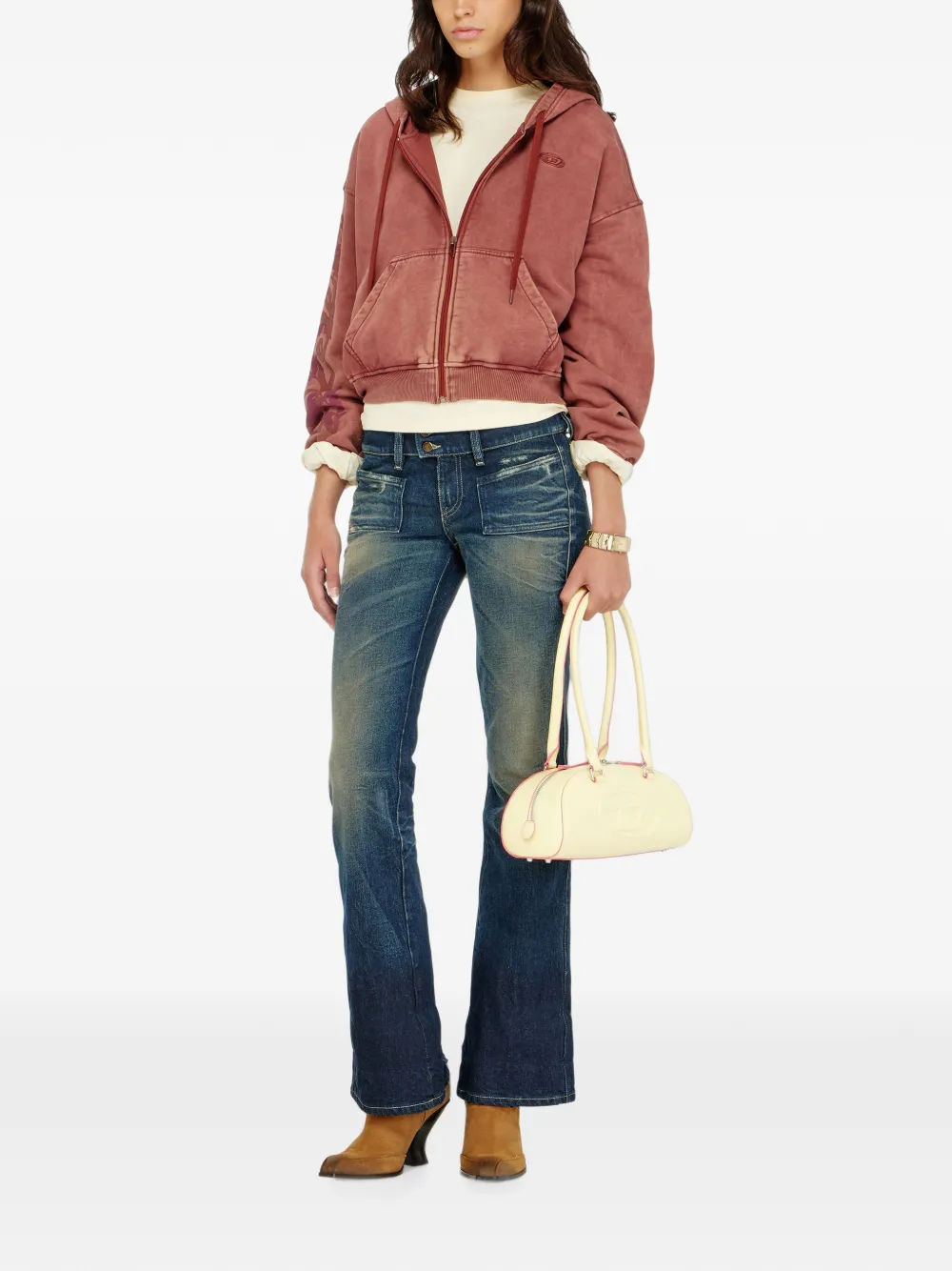 Diesel Bootcut jeans met low-waist D-Hush Blauw