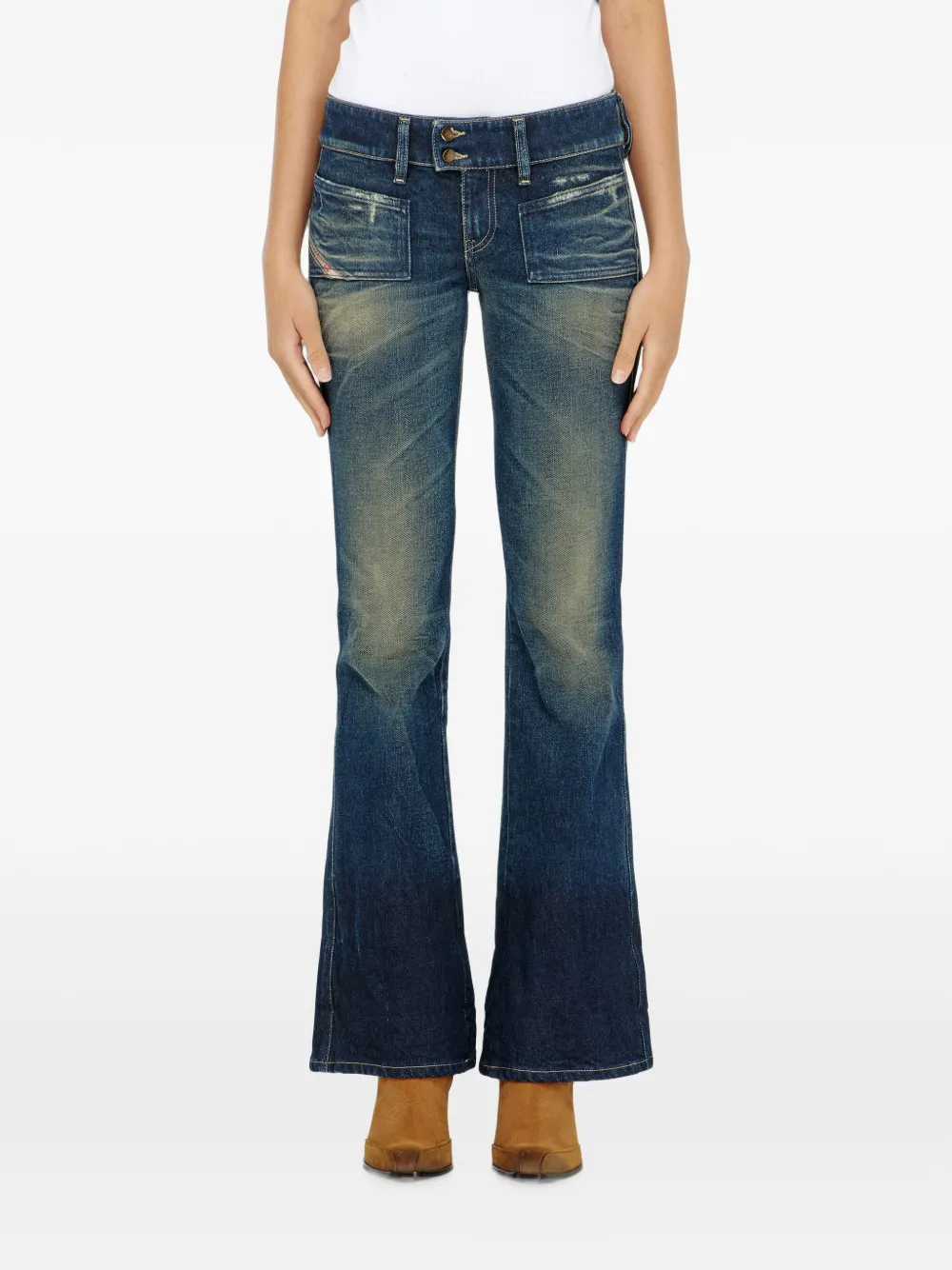 Diesel Bootcut jeans met low-waist D-Hush Blauw