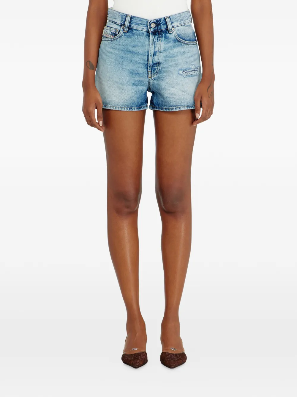 Diesel Gerafelde denim shorts Blauw