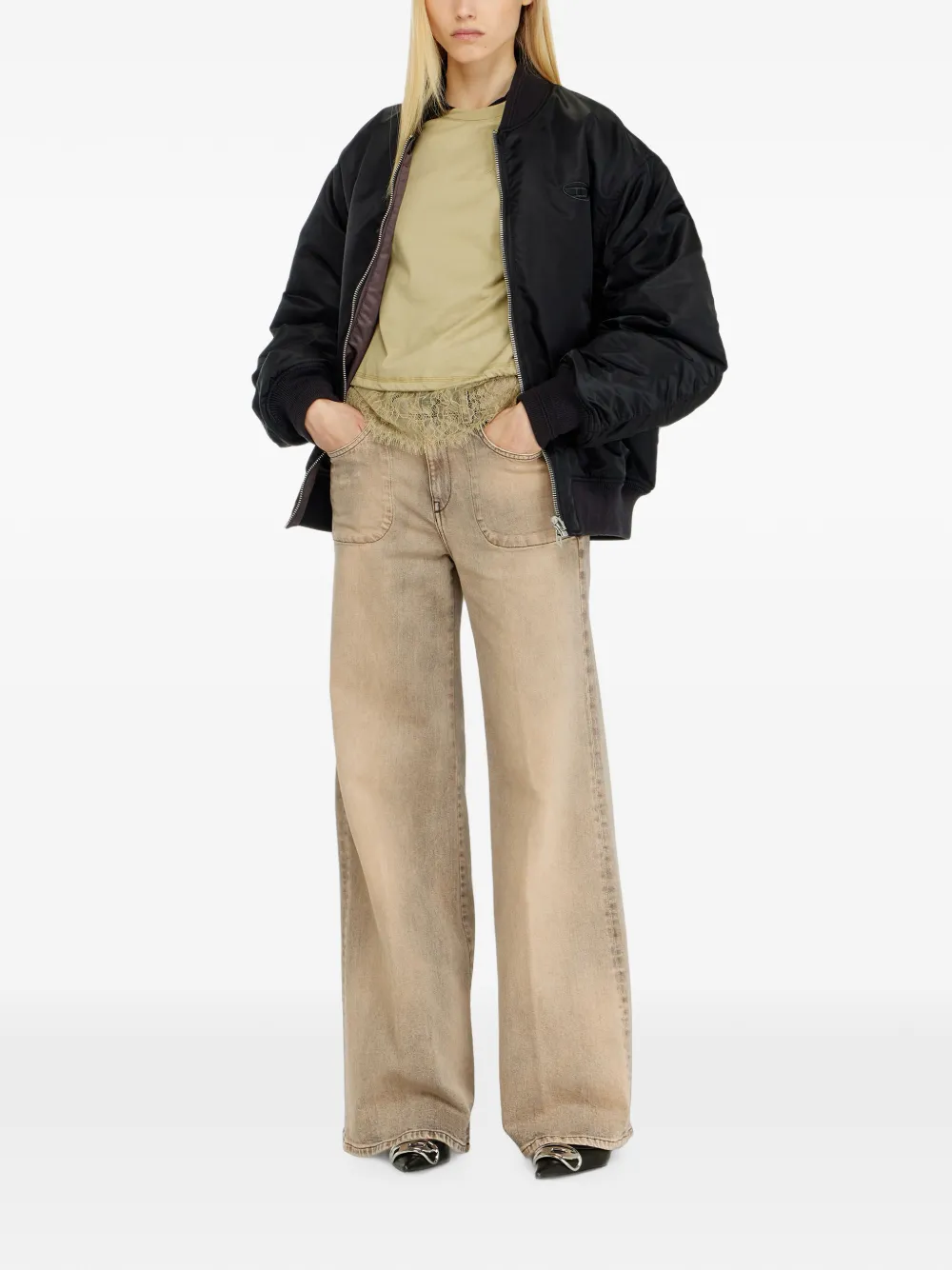 Diesel 1978 D-Akemi jeans met regular-waist Beige