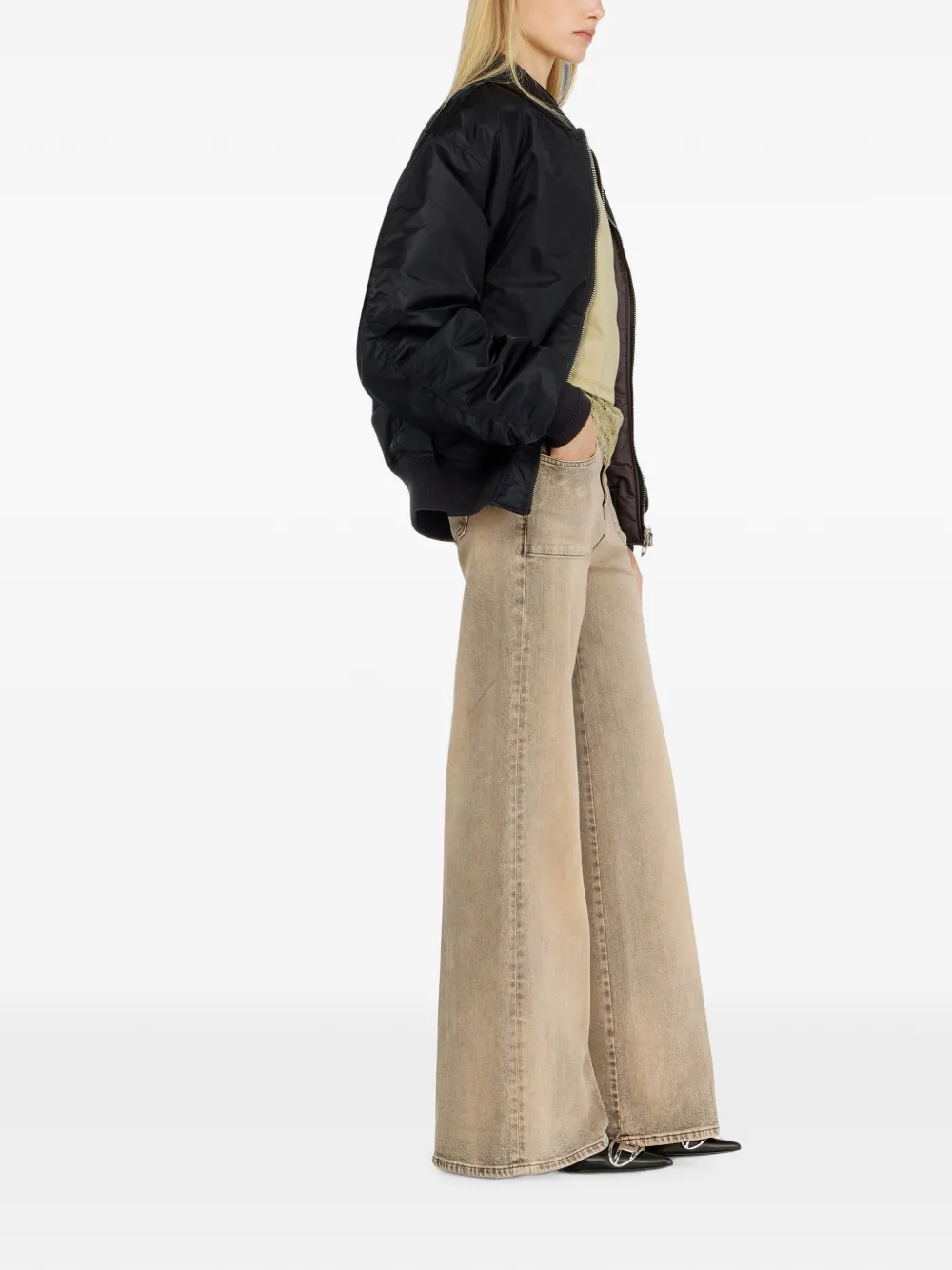 Diesel 1978 D-Akemi jeans met regular-waist Beige
