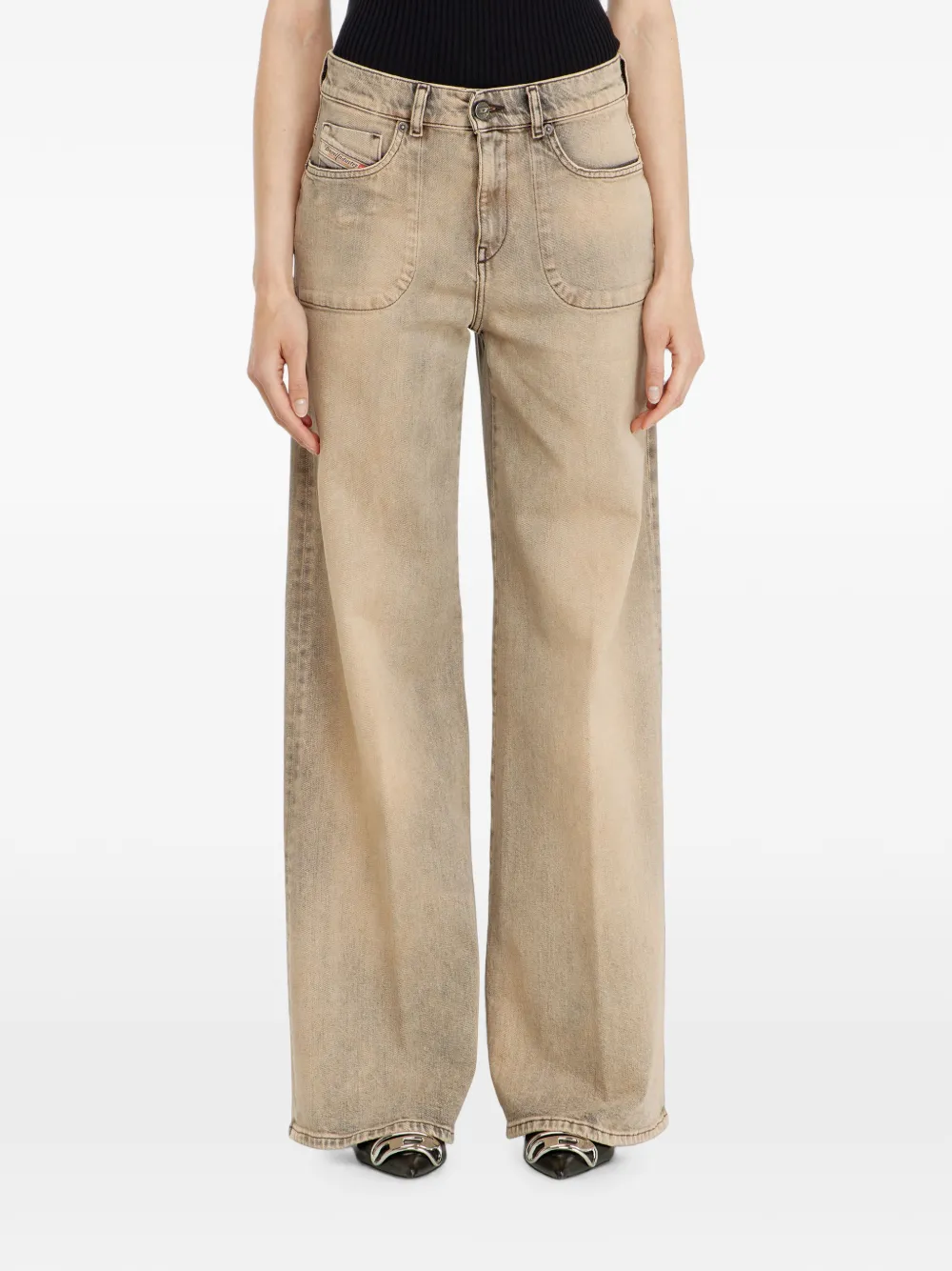 Diesel 1978 D-Akemi jeans met regular-waist Beige