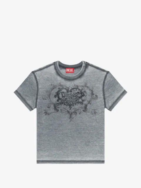 Diesel jersey t-shirt with rhinestones and burnout effect