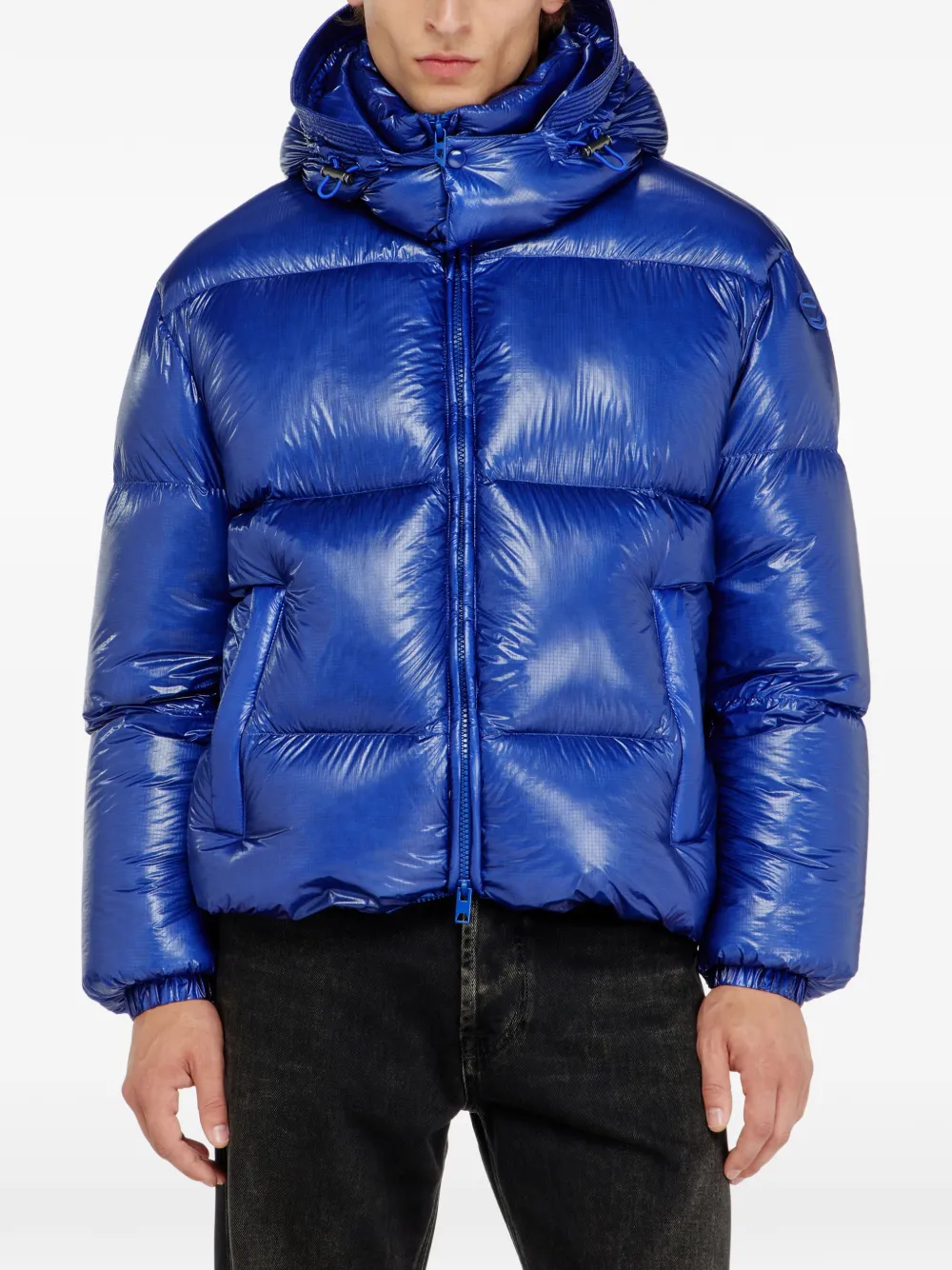 Diesel Donsjack met afneembare capuchon Blauw