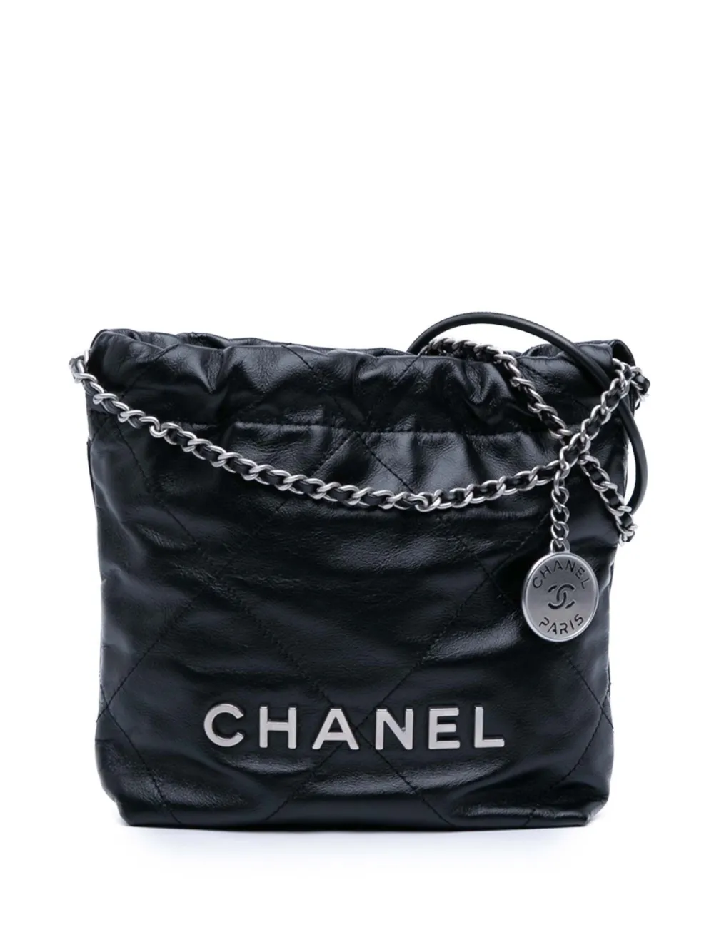 CHANEL Pre-Owned 2021-2026 Mini Shiny Calfskin 22 Handbag satchel - Nero