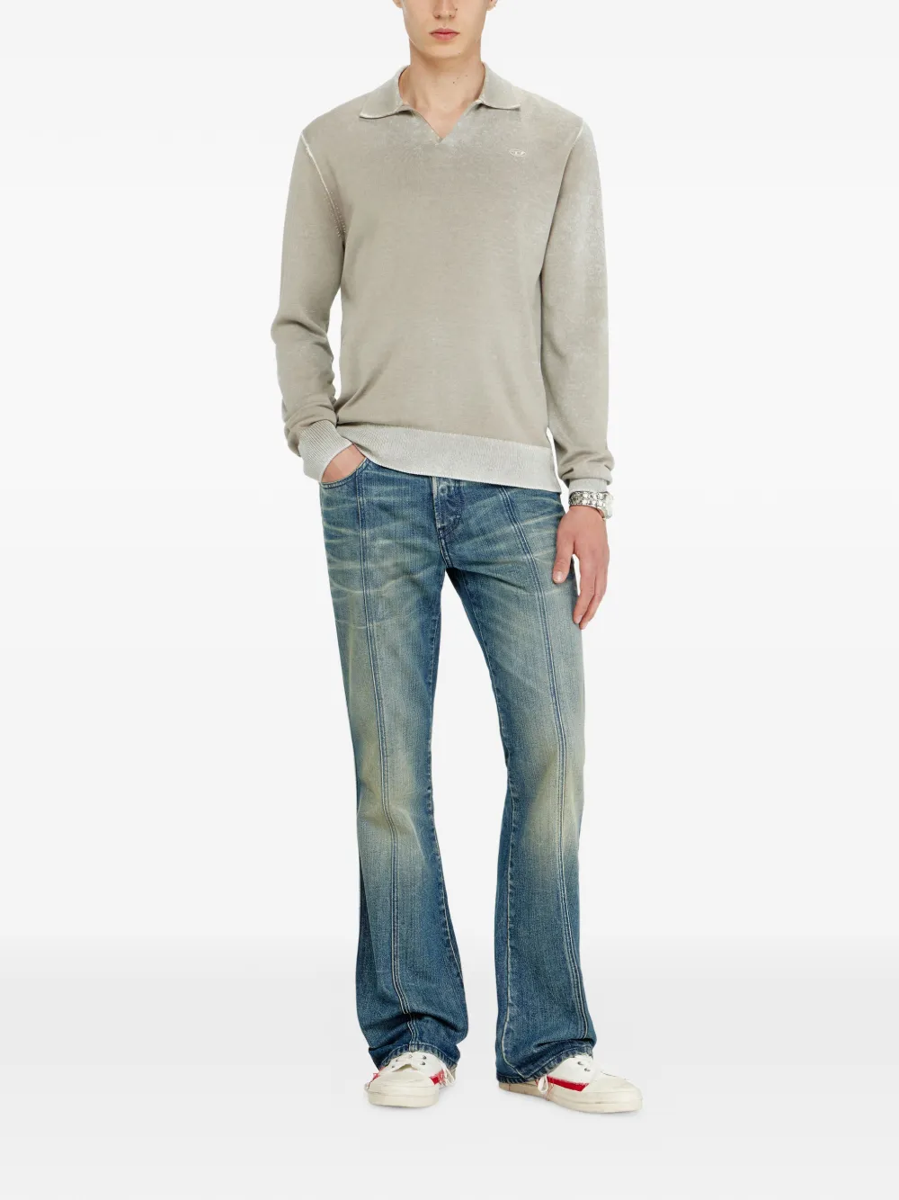 Diesel K-Lawrence trui met gespreide kraag Beige