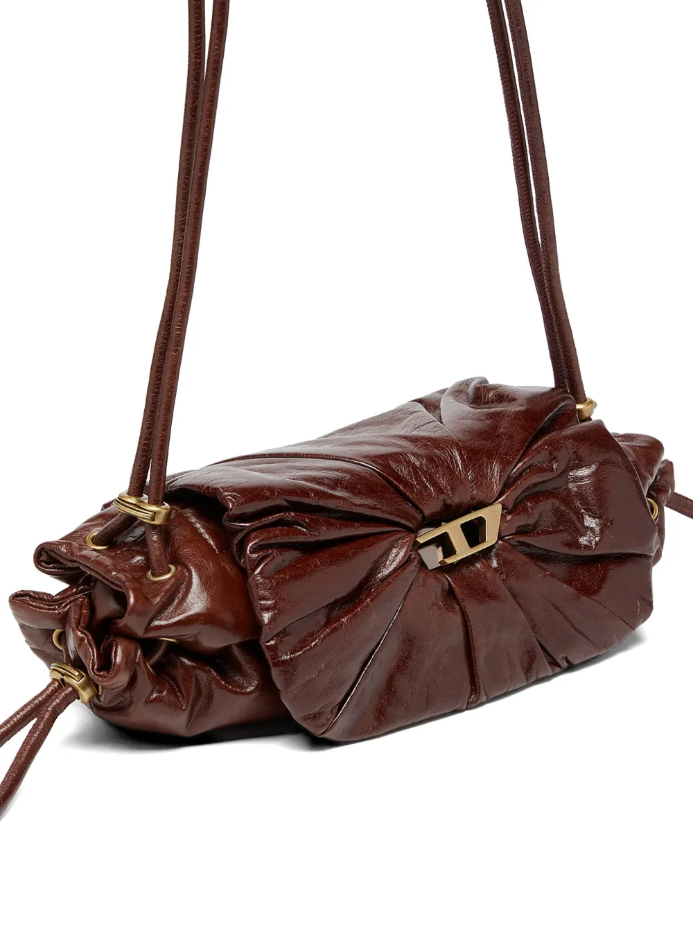 Diesel Scrunch-D leren schoudertas Bruin