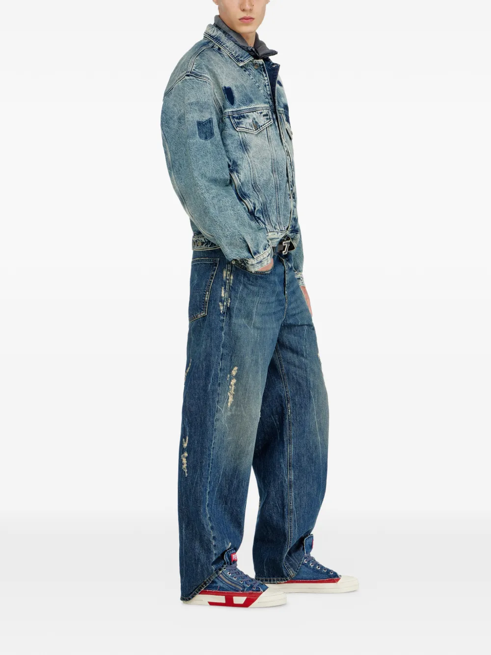 Diesel 2001 D-Macro ruimvallende jeans Blauw