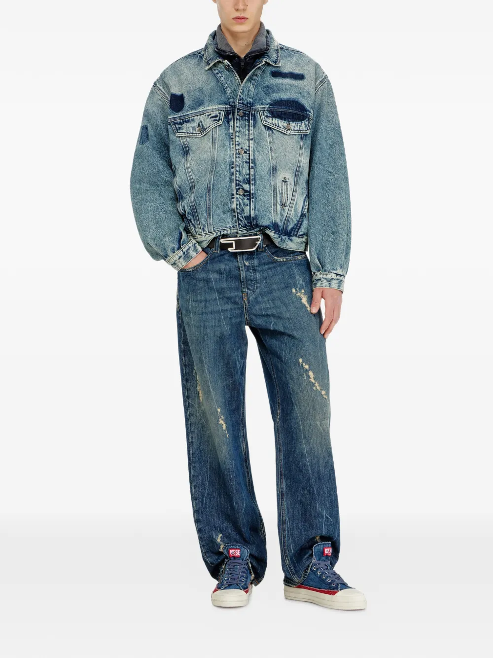 Diesel 2001 D-Macro ruimvallende jeans Blauw