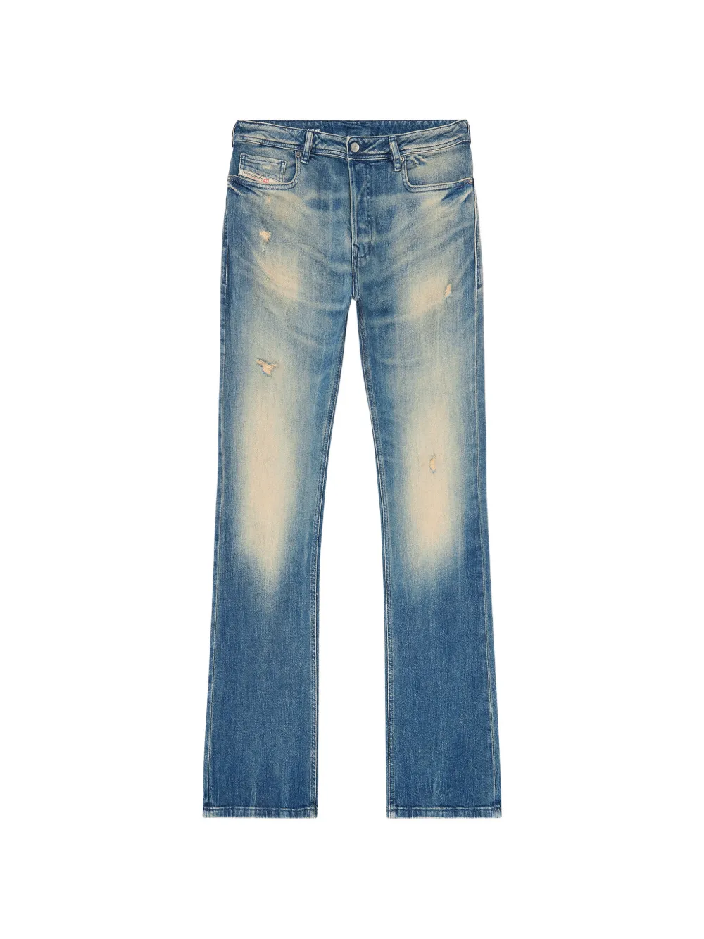Diesel 2007 Zatiny ripped-detail bootcut jeans - Blau