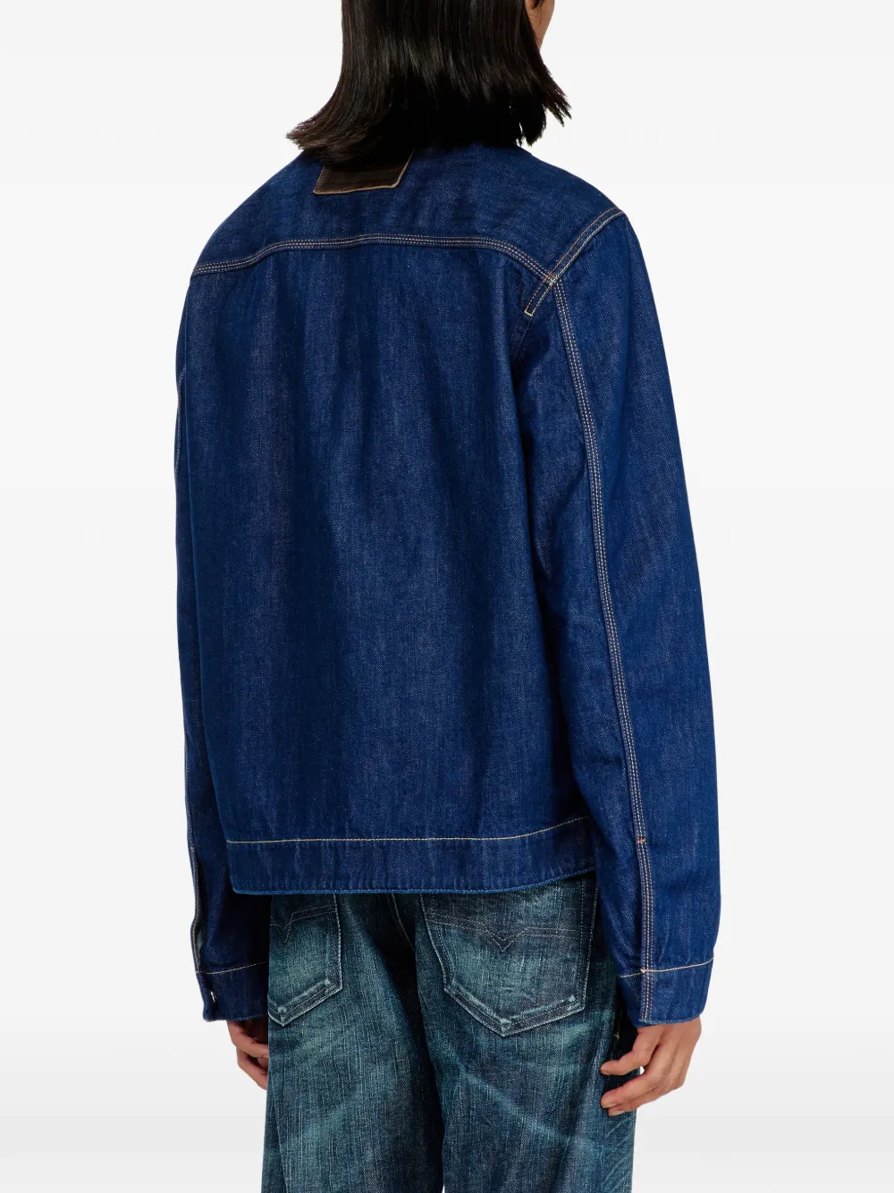 Diesel D-Rohe denim jack met contrasterend stiksel Blauw