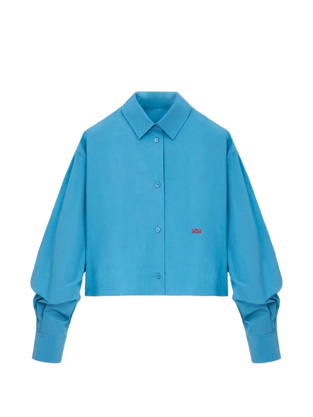 LOEWE cropped Anagram-embroidered shirt - Blu