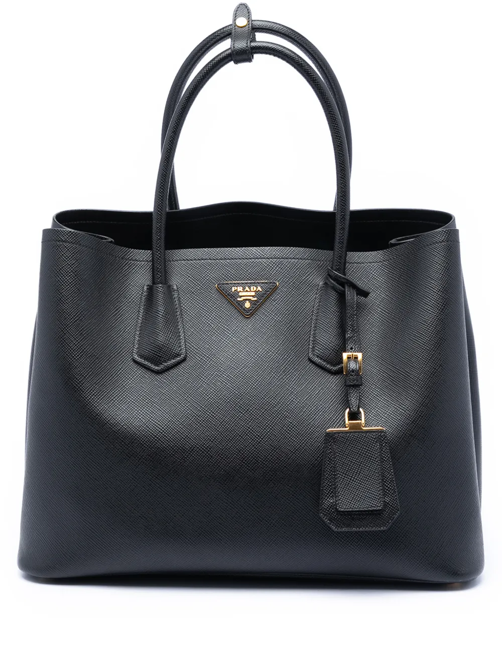 Prada Pre-Owned 2010-2026 Medium Saffiano Cuir Double satchel - Nero