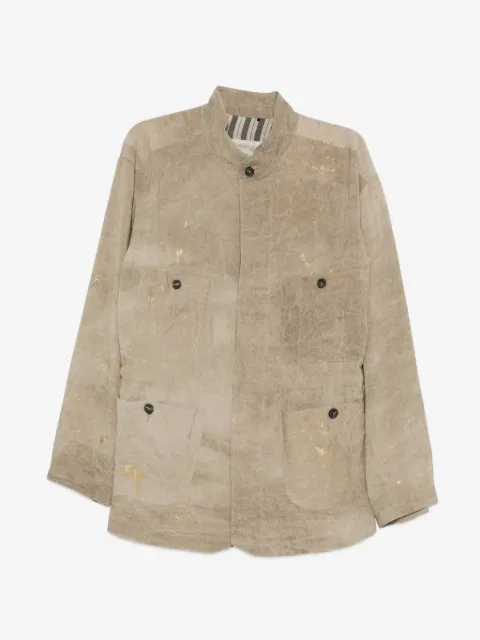 Ziggy Chen camisa con estampado de salpicaduras de pintura y cordones en la cintura