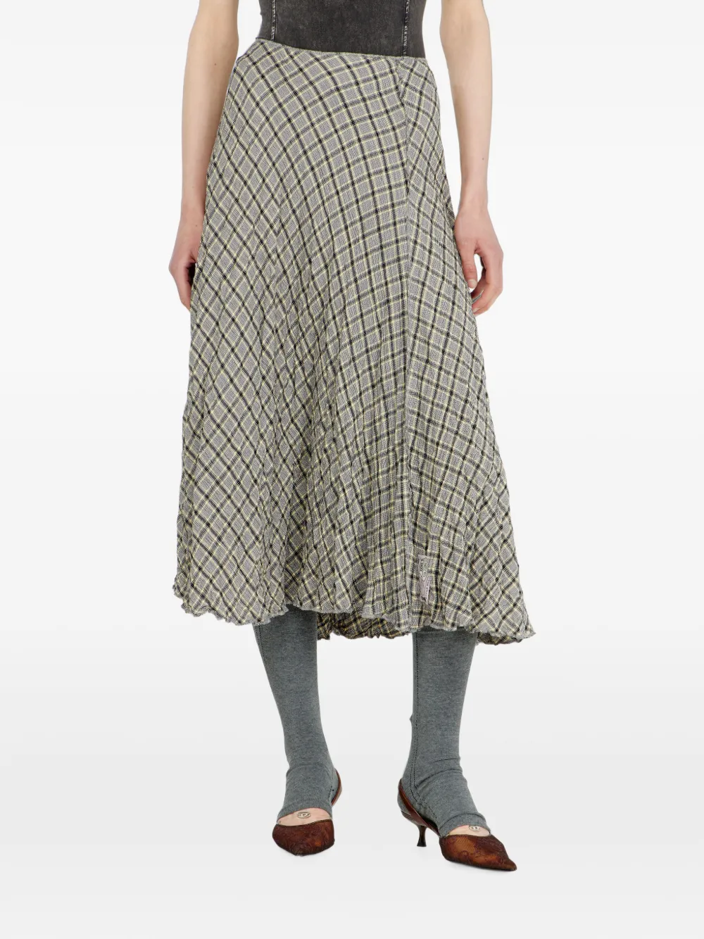 Diesel Geruite midi-rok met seersucker-effect Grijs