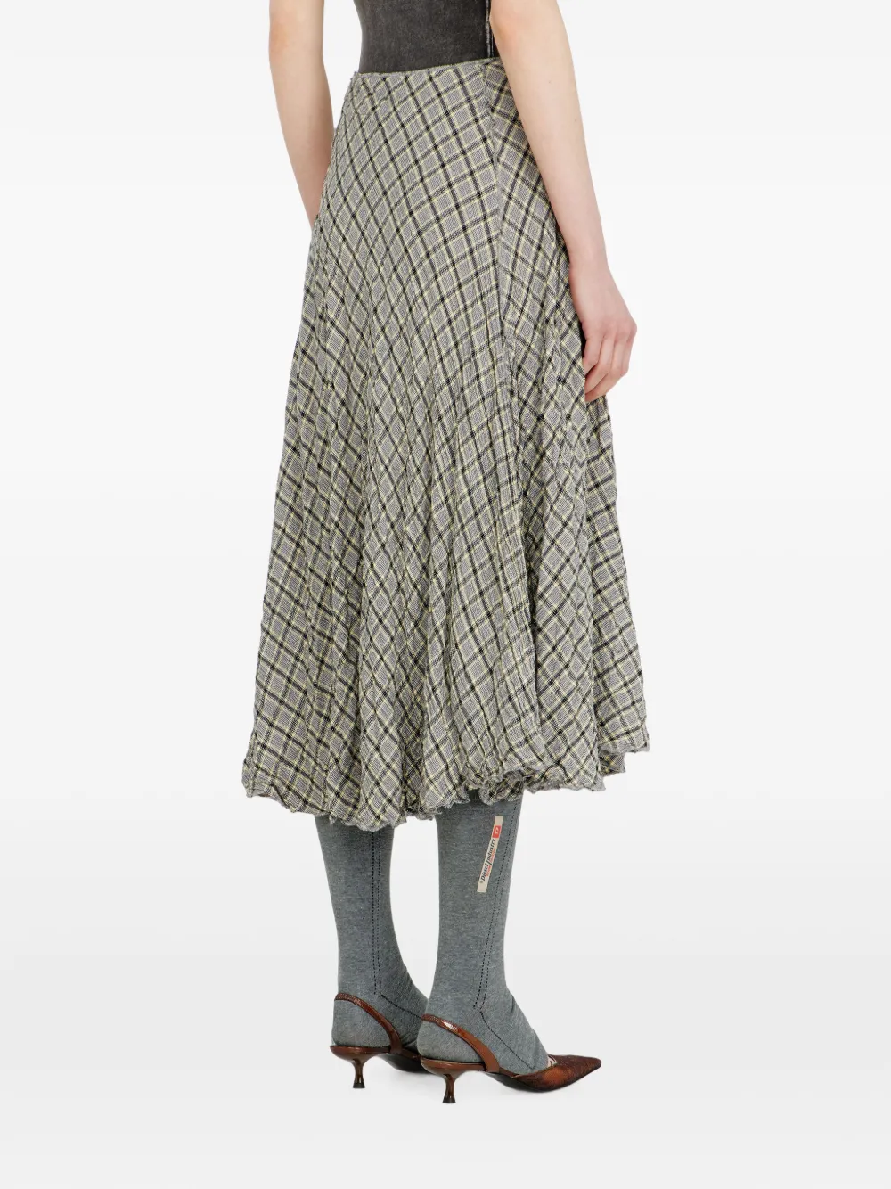 Diesel Geruite midi-rok met seersucker-effect Grijs