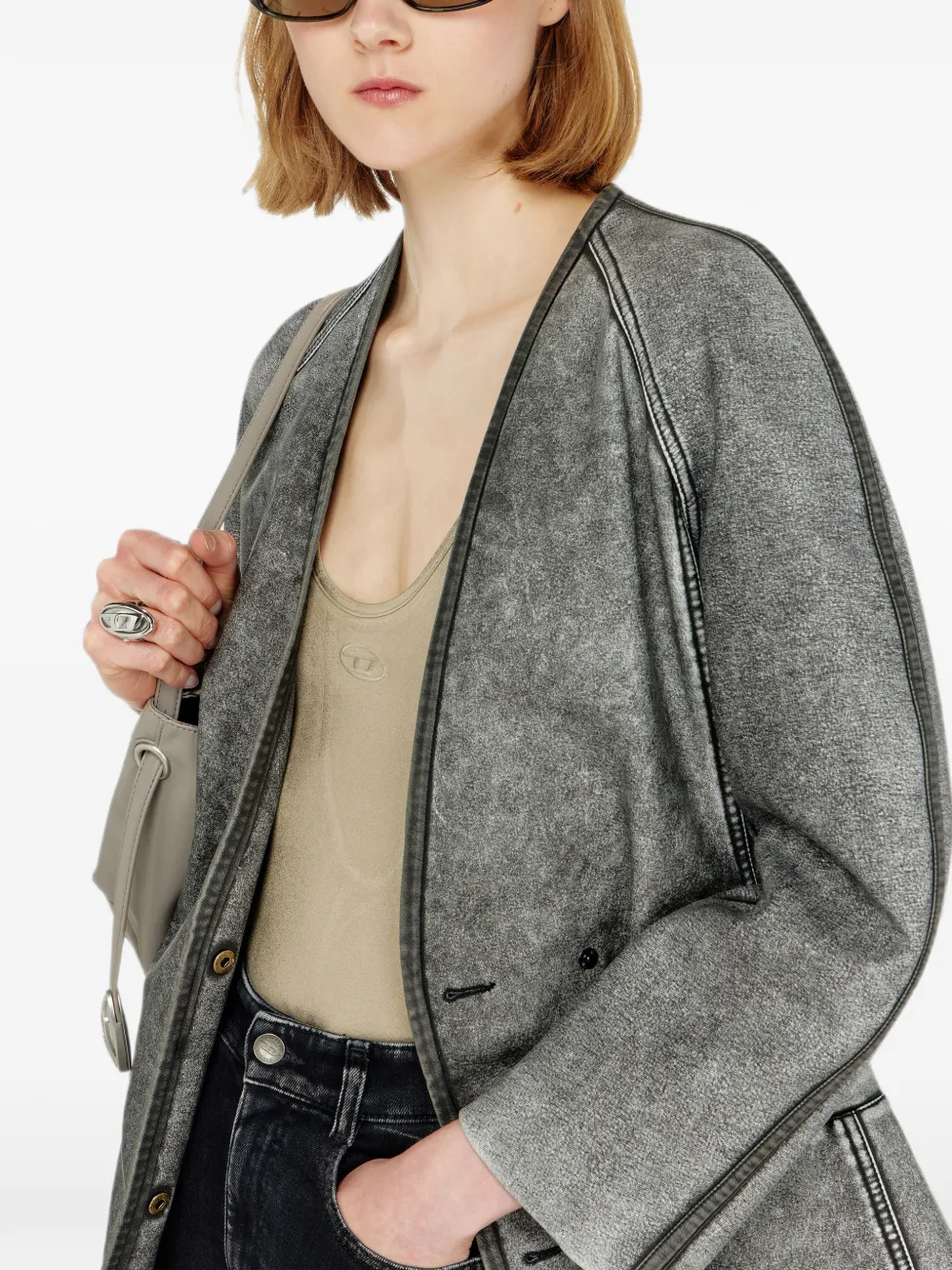 Diesel Vestjas met cocoon-mouwen Grijs