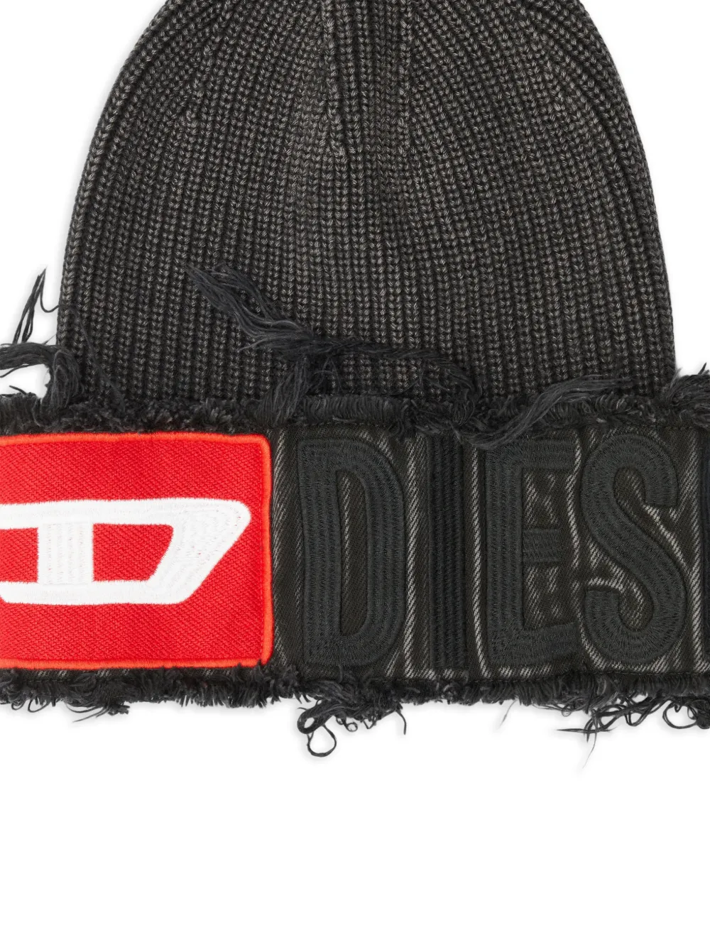 Diesel Muts met logopatch en franje Zwart