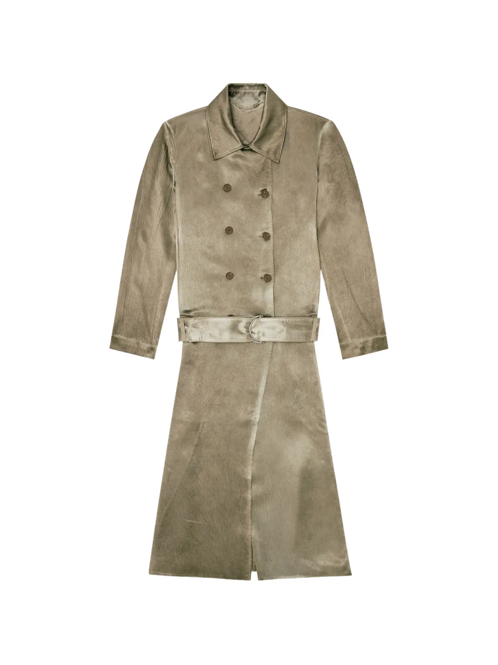 Diesel trench coat in wrinkled satin - Verde