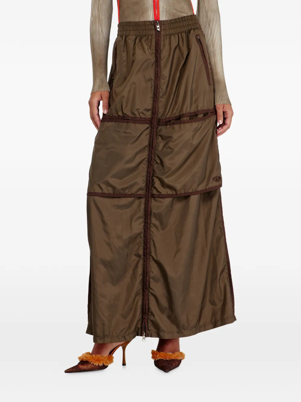 Diesel Windjack maxi-rok met rits Bruin