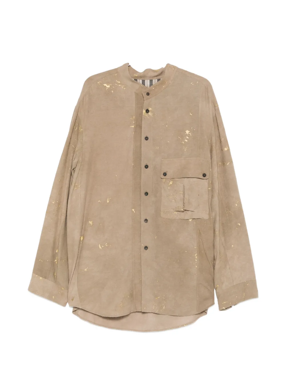 Ziggy Chen paint-splatter chest-pocket shirt - Toni neutri