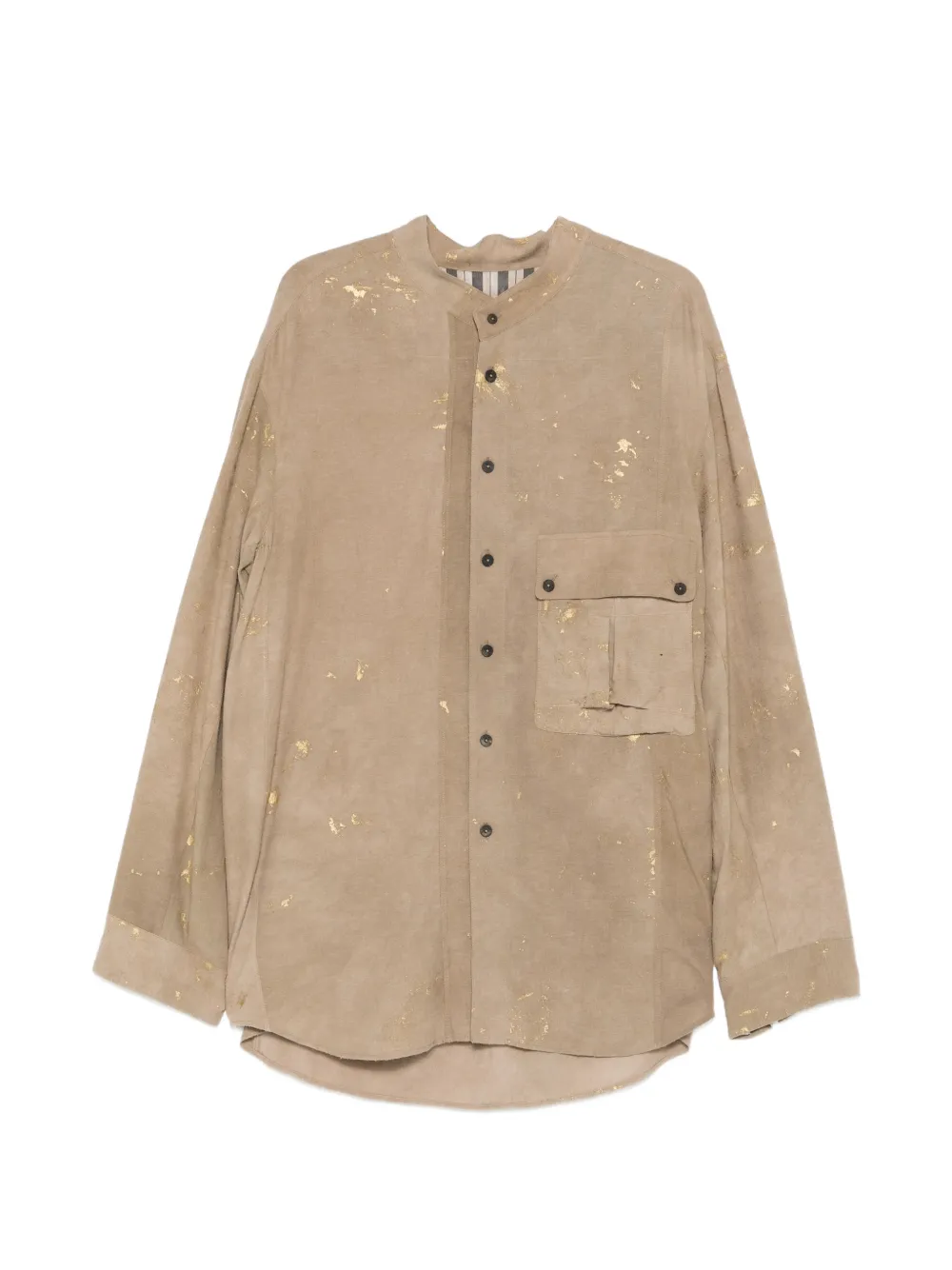 Ziggy Chen paint-splatter chest-pocket shirt - Neutrals