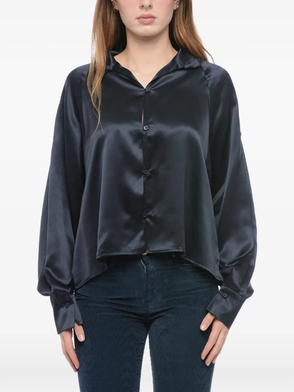 COGO button-detail silk shirt - Black