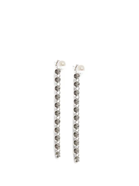 d'heygere Swarovski pearl and butterfly drop earrings