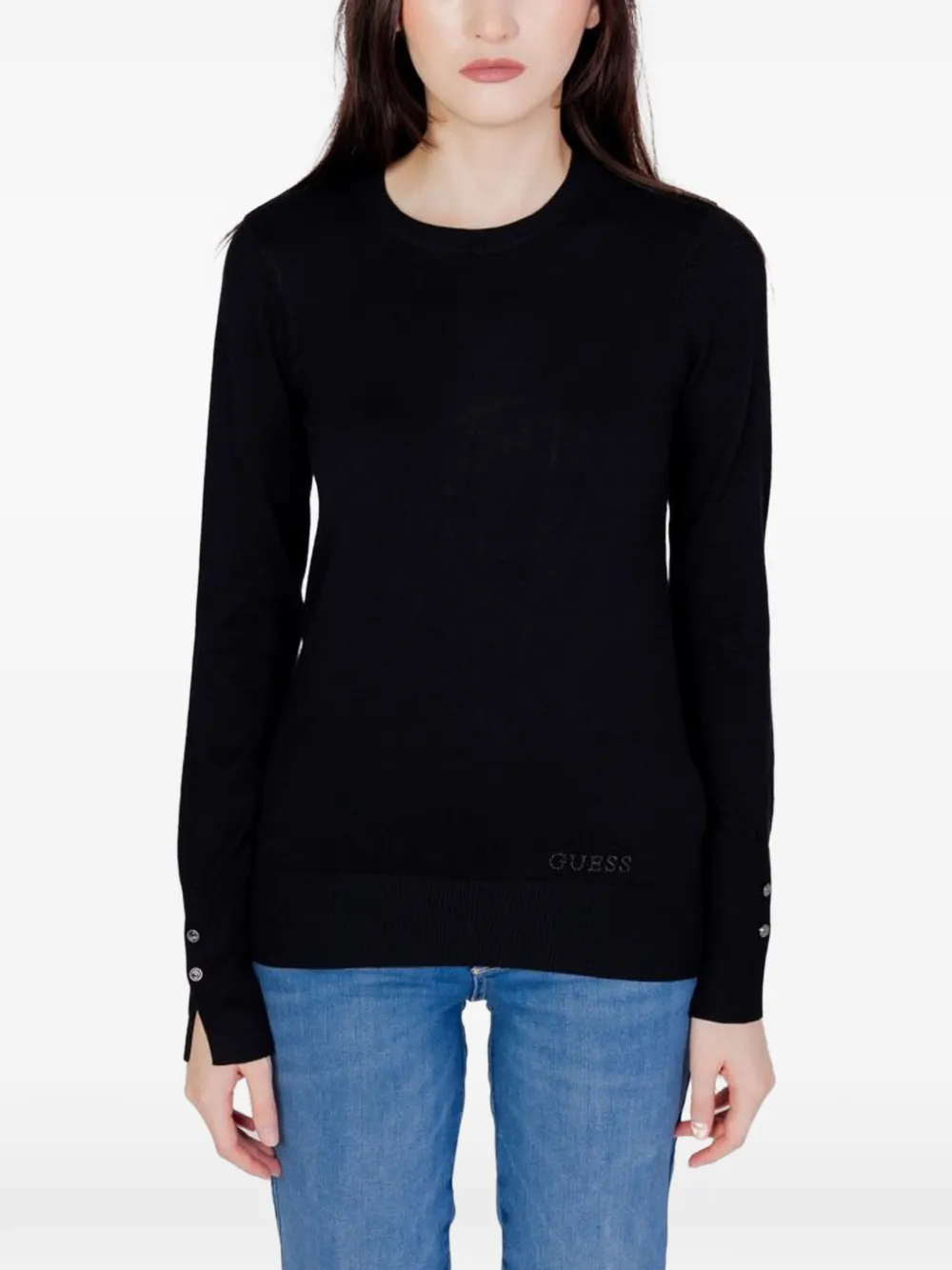 GUESS USA Black Cotton Tops & T-Shirt - Nero