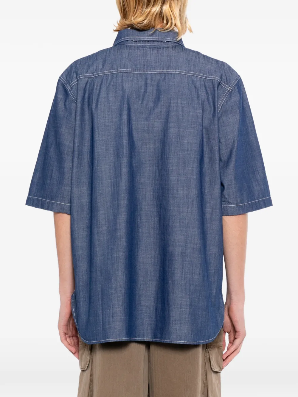 Engineered Garments x Roy Roger's Workwear Chambray Spinnaker polo shirt Blauw