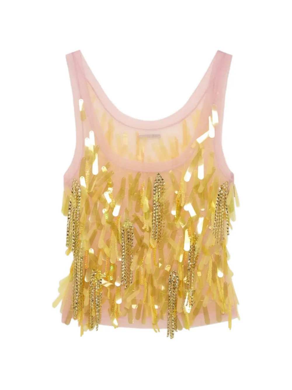 16Arlington Sharla embroidered tulle tank top - Oro