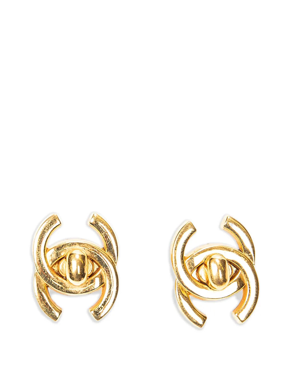 CHANEL Pre-Owned Interlocking CC turn-lock earrings - Oro
