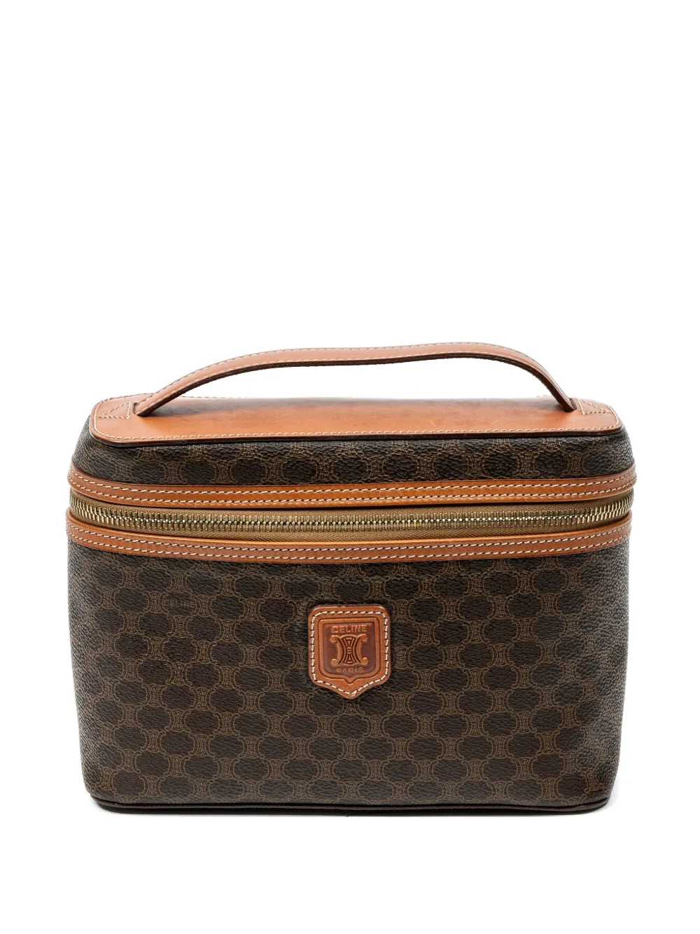 Celine Pre-Owned Macadam leather-trim handbag - Brown