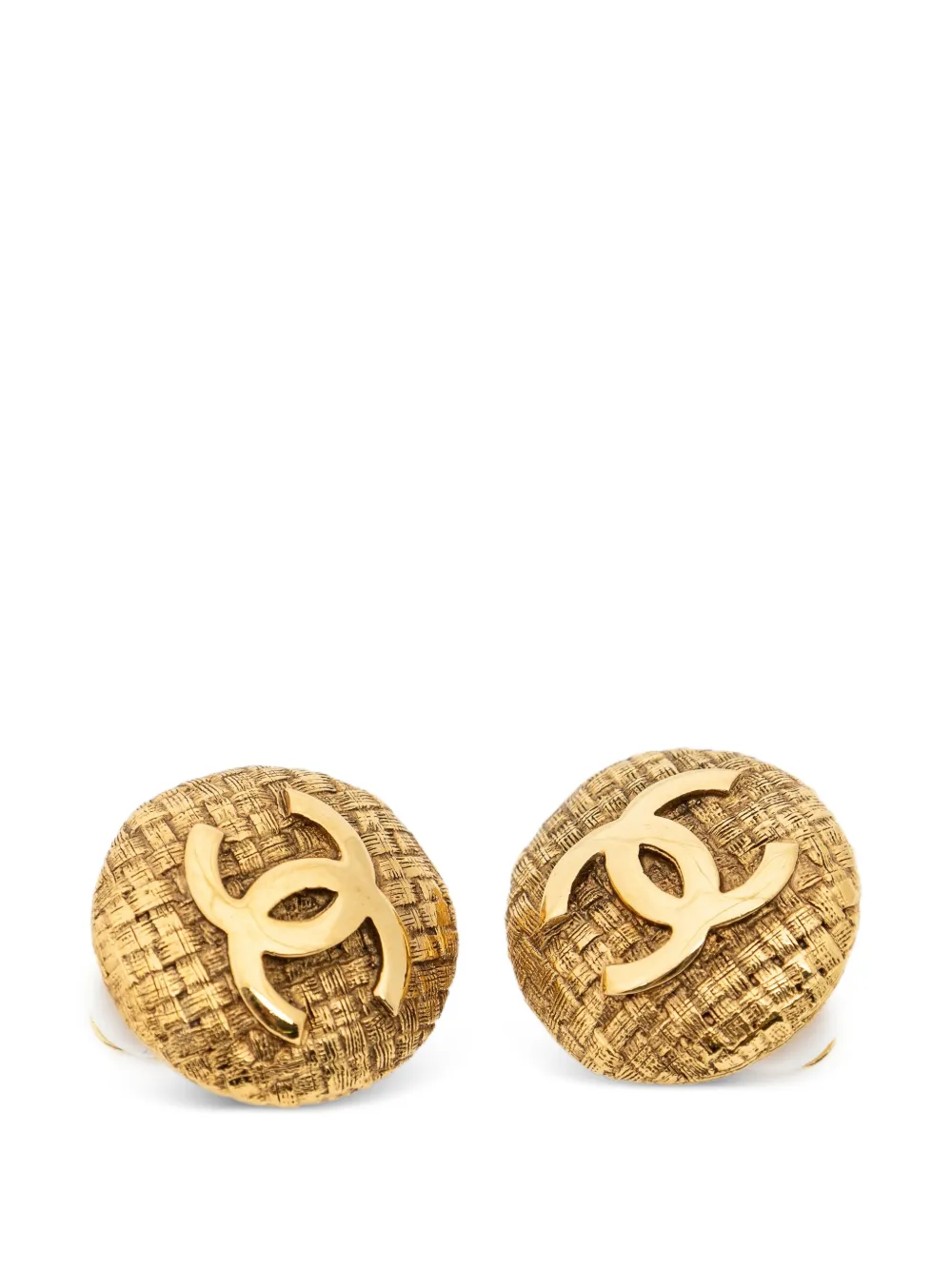 CHANEL Pre-Owned Interlocking CC clip-on earrings - Oro