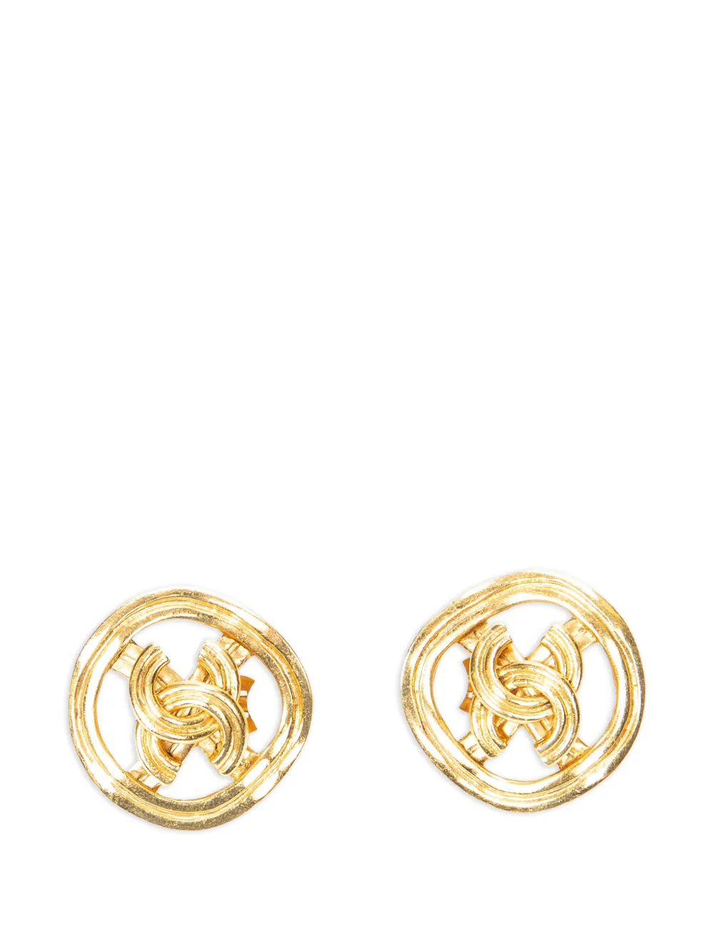 CHANEL Pre-Owned Interlocking CC clip-on earrings - Oro