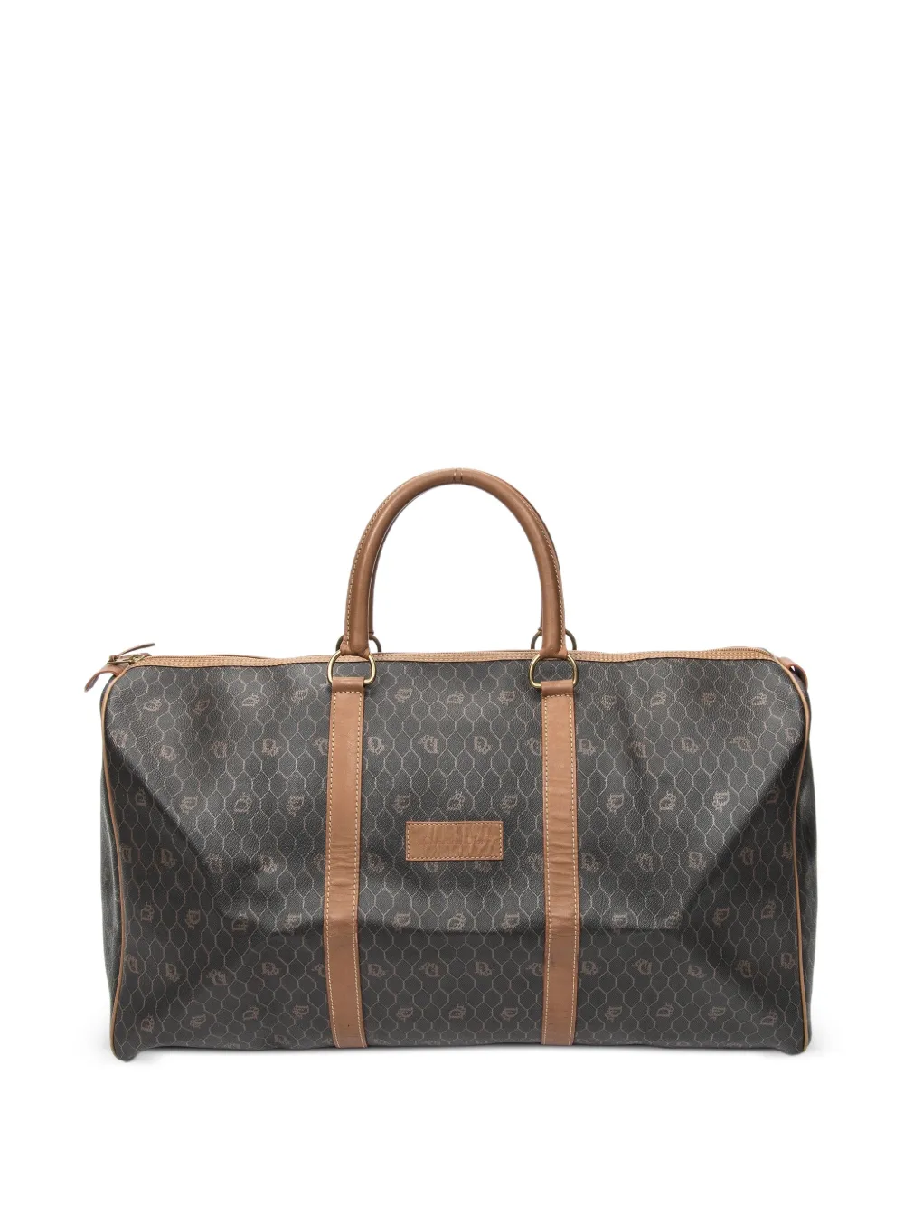 Christian Dior Pre-Owned Honeycomb leather-trim holdall bag - Braun
