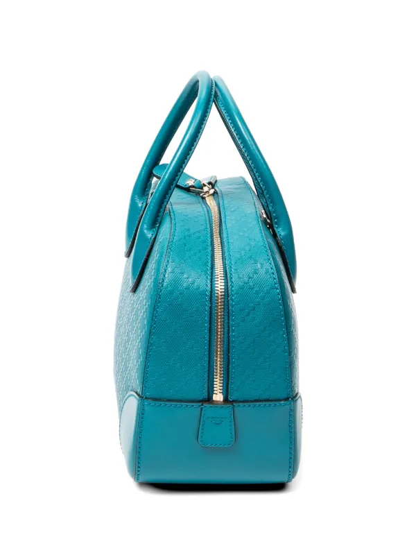 GUCCI ブルー レザー ハンドバッグ Gucci Pre-Owned Boston レザーバッグ | ブルー | FARFETCH JP
