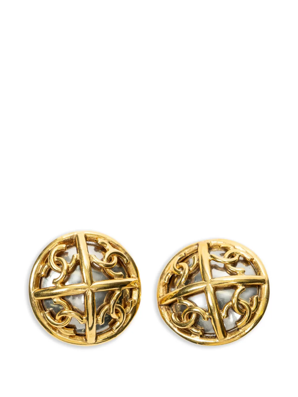CHANEL Pre-Owned 1993 Jumbo CC clip-on earrings - Oro