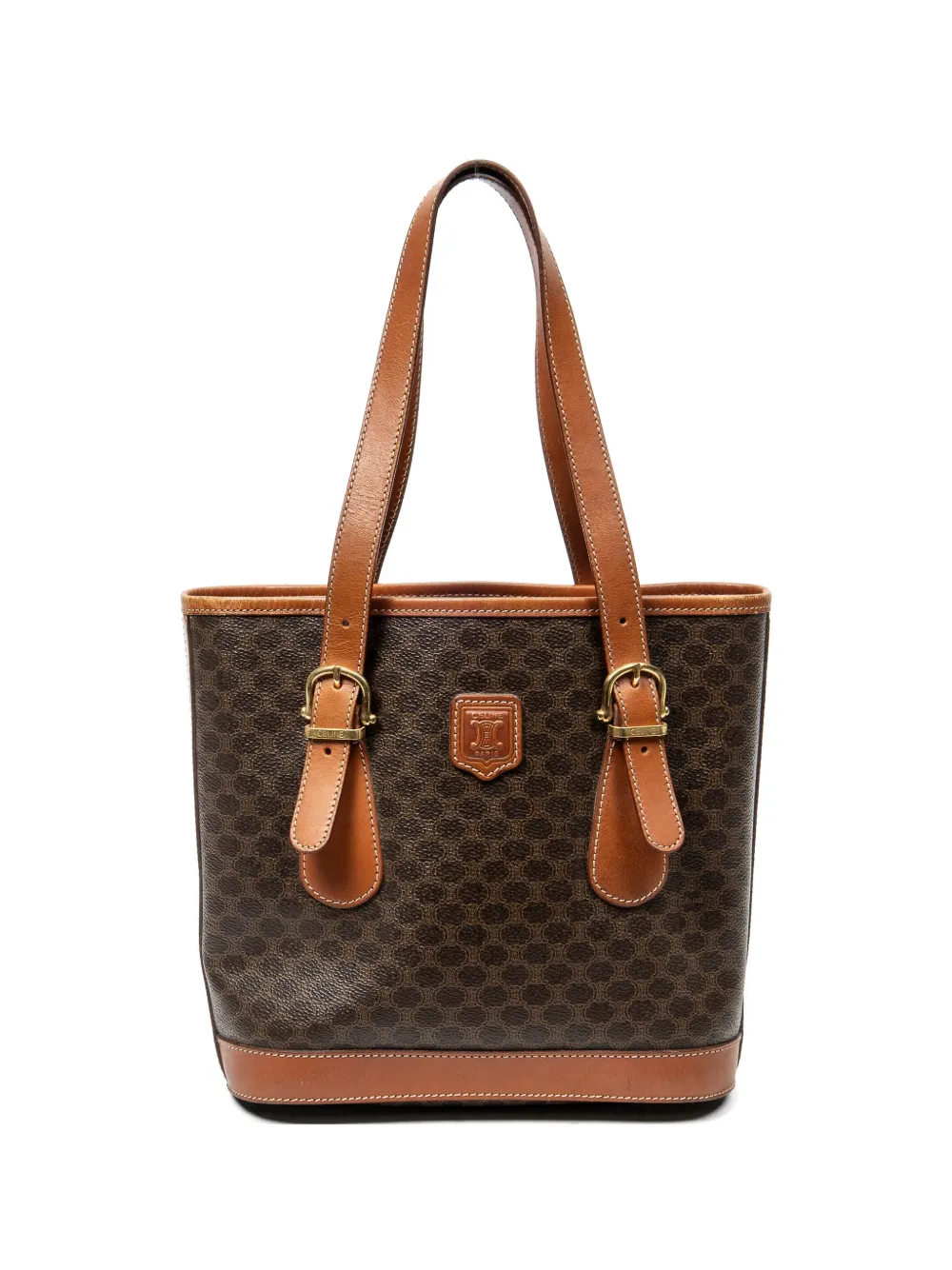 Celine Pre-Owned buckle-detail shoulder bag - Braun