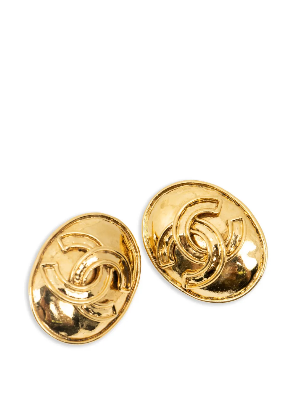 CHANEL Pre-Owned Interlocking CC oval earrings - Oro