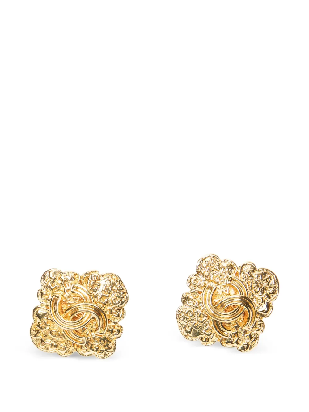 CHANEL Pre-Owned Interlocking CC clip-on earrings - Gold